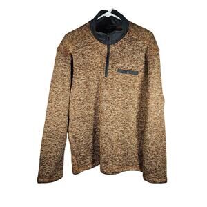 Eddie Bauer Men's Snap Button Chest1/4 Zip‎ Sweater Fleece Pullover Rust Large